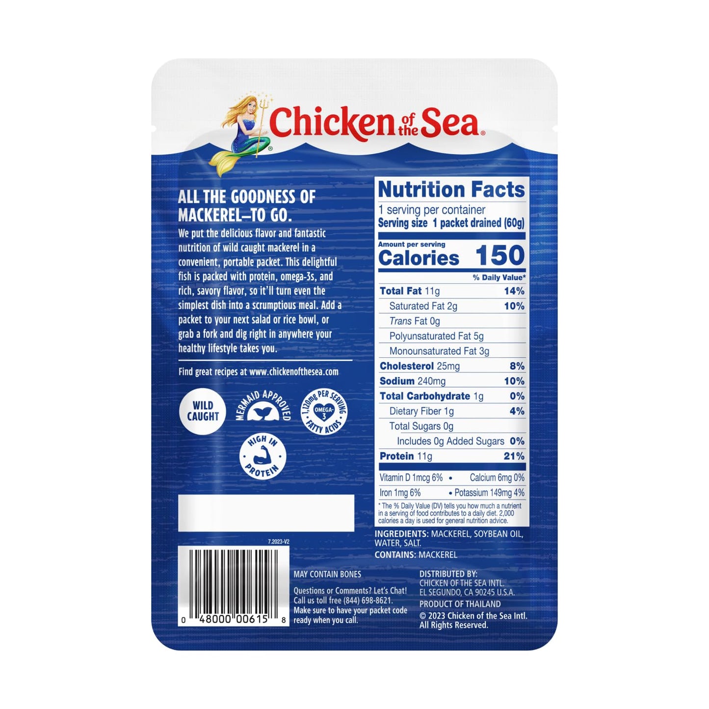 Chicken of the Sea Mackerel Fillet in Oil, 3.53 Ounce Packets (Box of 24), Wild Caught Mackerel