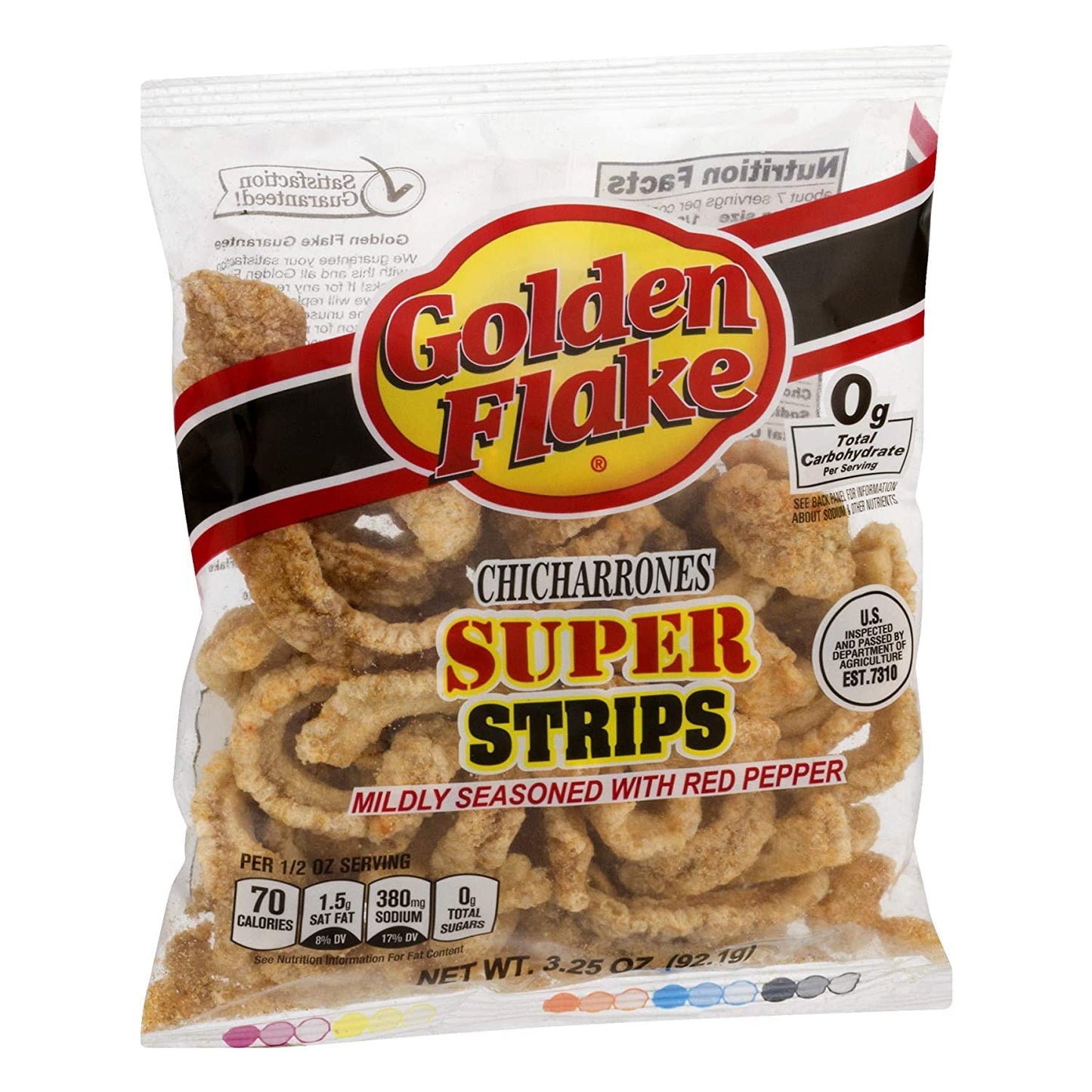 Golden Flake Super  lin Strip with Red Pepper Seasoning, 3.25 oz (Pack of 4)