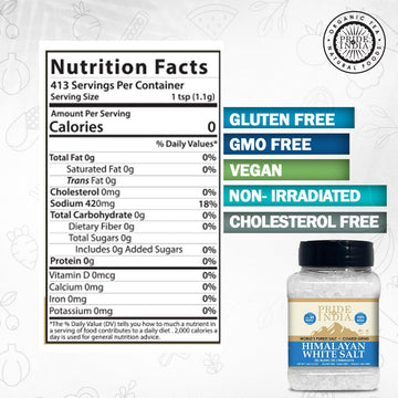 Pride of India- Himalayan White Salt Coarse Grind 1 lbs (453.59 gm)- Rarest & Enriched W/84+ Natural Minerals- Low Sodium- Miner