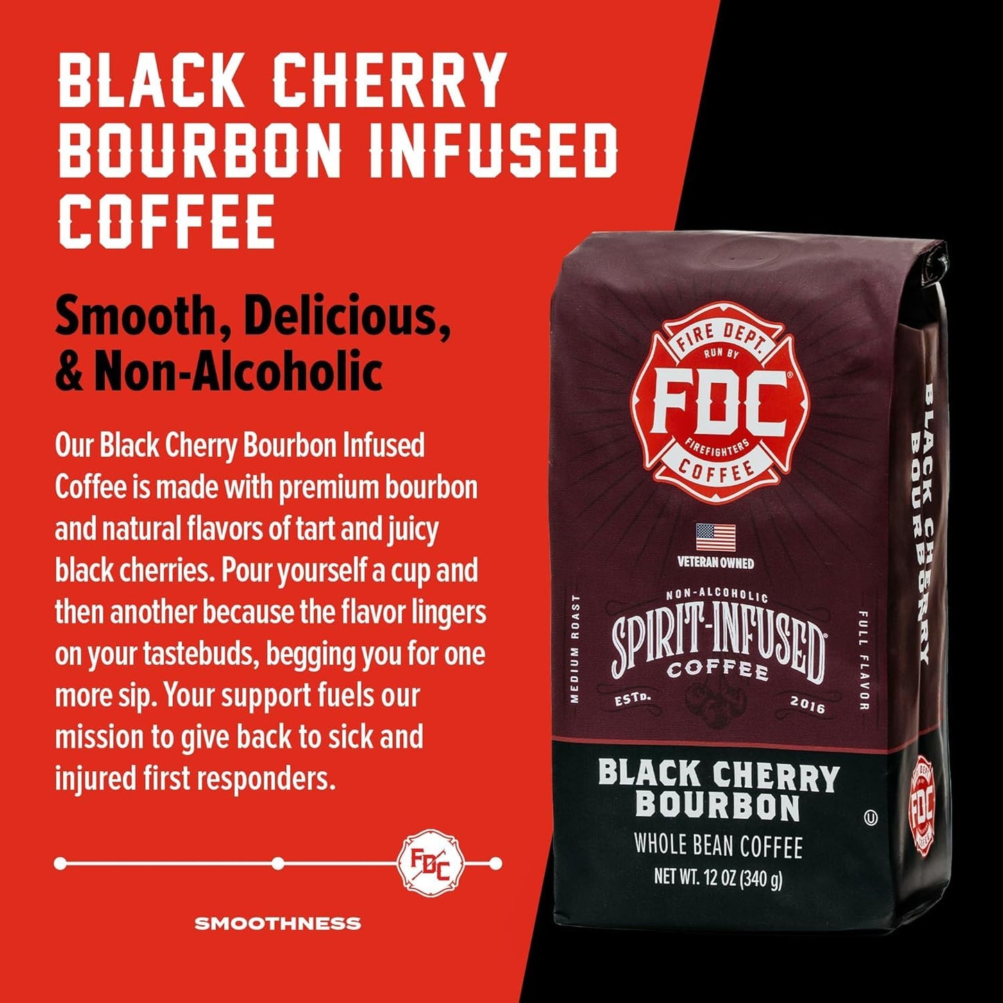 Fire Department Coffee Black Cherry spirit-inspired flavor K Cups - 24 Single Pods - Veteran Owned - Roasted in the USA