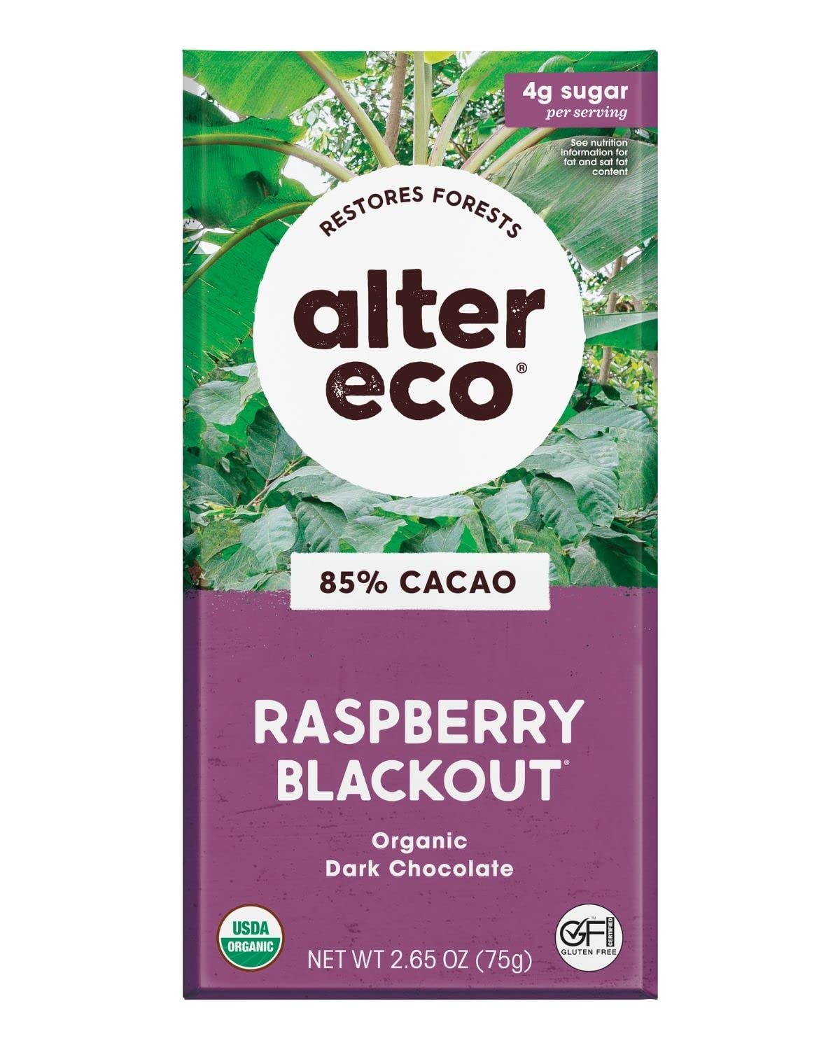 Alter Eco | Dark Chocolate Bars | Pure Dark Cocoa  Fair Trade  Organic  Non-Gmo  Gluten Free (Raspberry Blackout)
