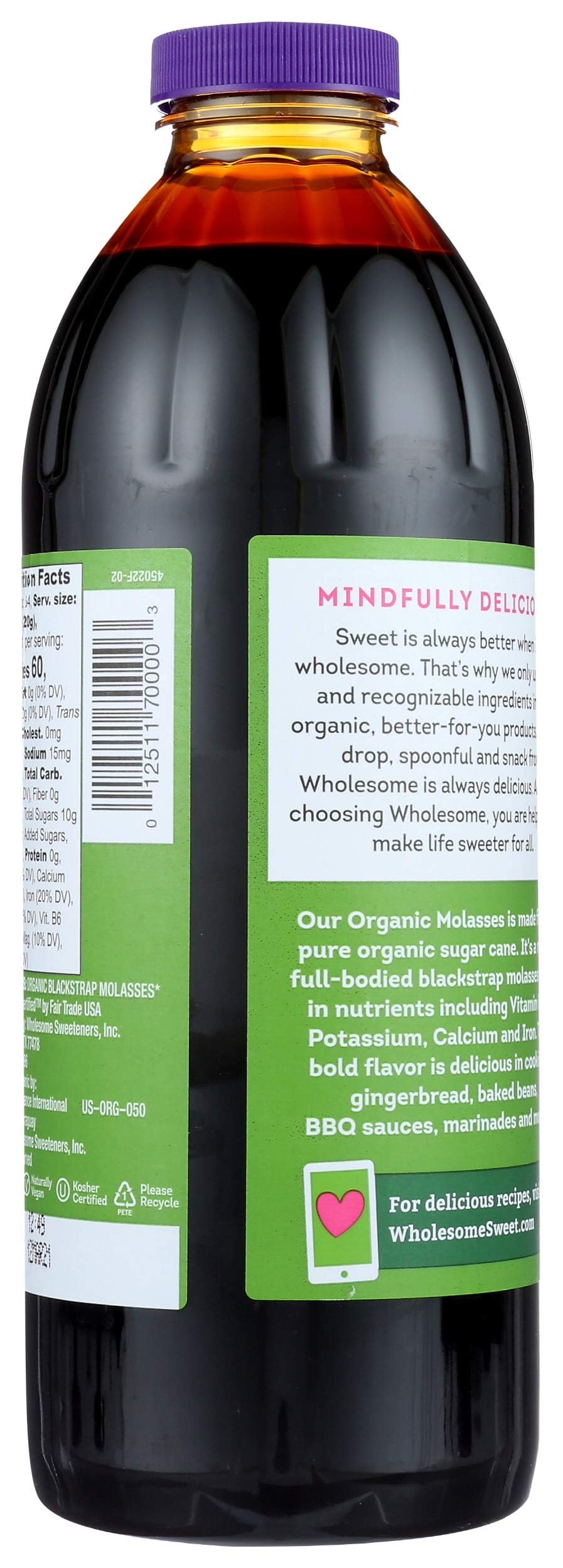 Wholesome FT Organic Molasses, 32 Fl Oz Bottle, 1-Pack, Molasses Color, Model 715500