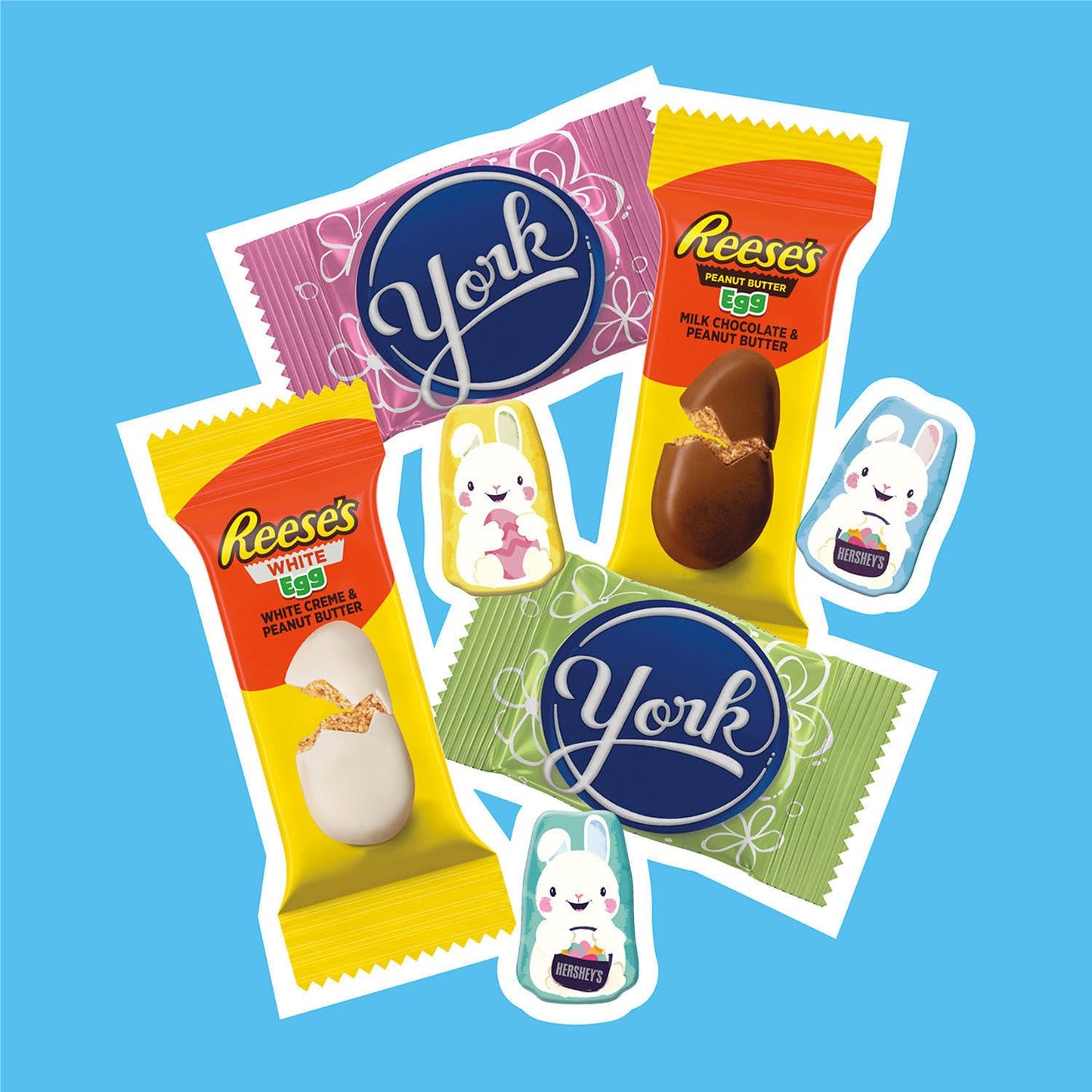 Hershey Bulk Easter Chocolate Candy Variety Pack, 125 Pcs Individually Wrapped Assorted Milk Chocolate Candy Bars, Peanut Butter
