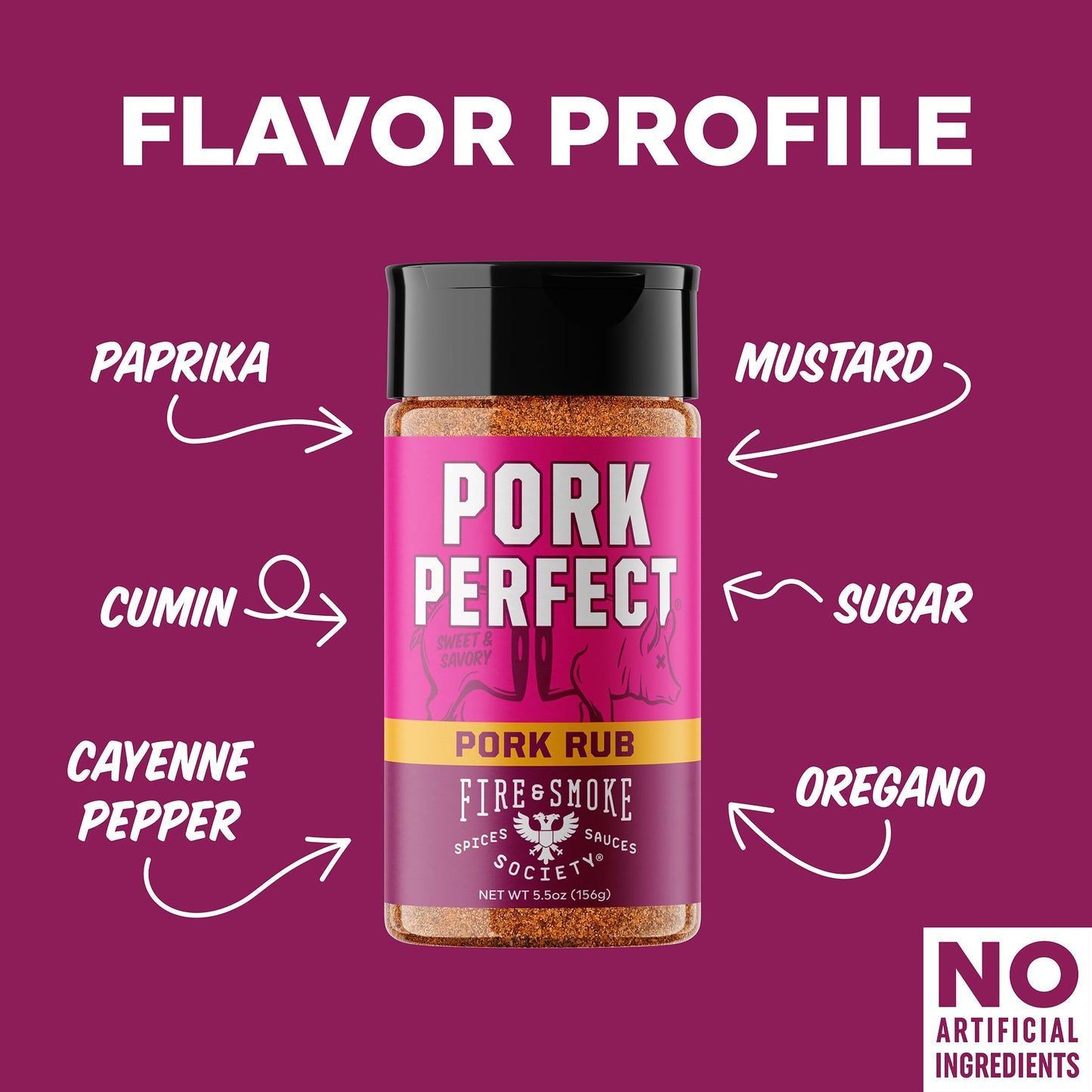 Fire & Smoke Society BBQ Seasoning Rub for Pork, Ribs & Meat - 5.5 oz