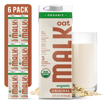 MALK Oat Milk (32oz, Pack of 6) Original Shelf Stable Organic Oat Milk, Non GMO, Dairy Free, Vegan, Plant Based, No Gums or Fill