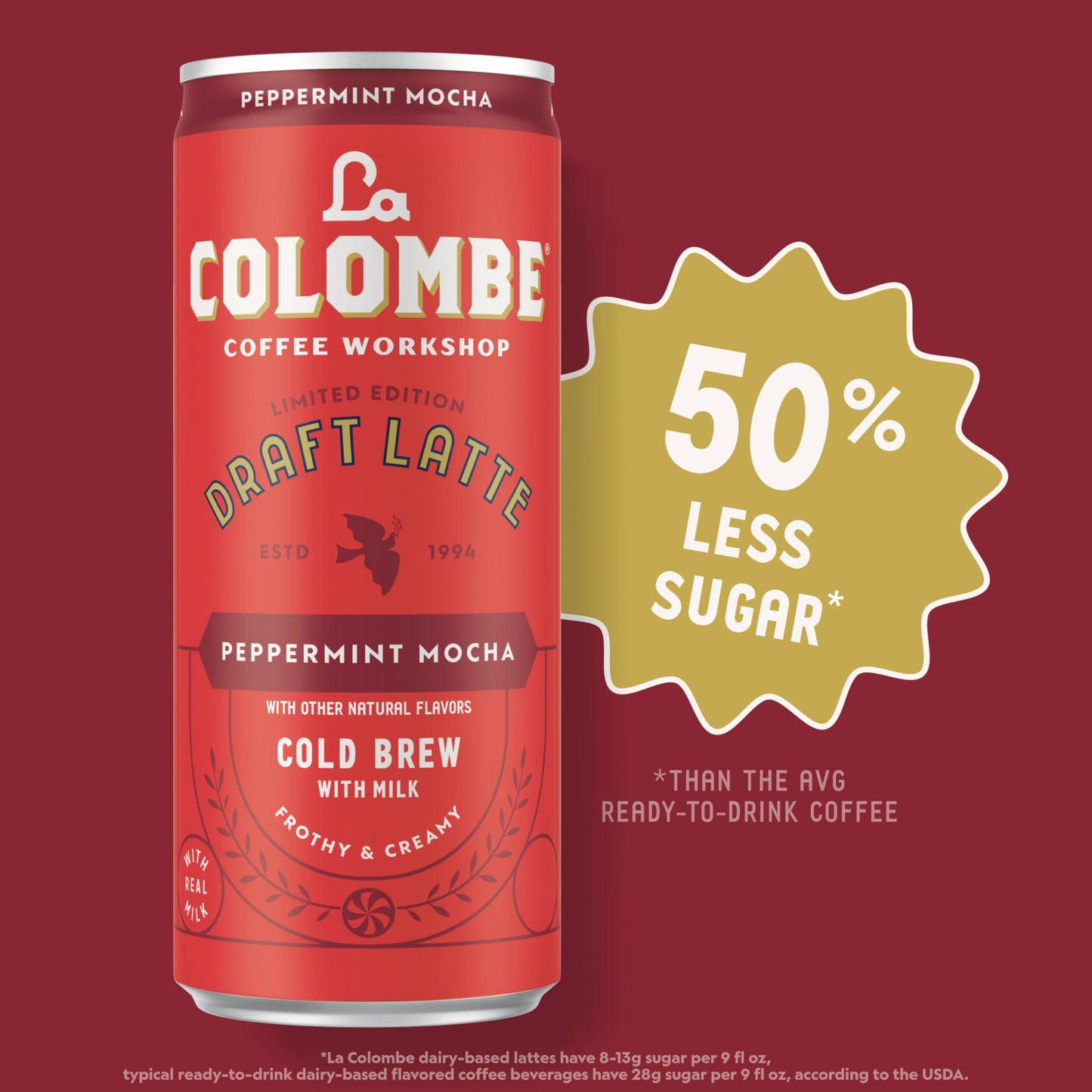 La Colombe Peppermint Mocha Draft Latte - 9 Fluid Ounce  4 Count - Cold-Pressed Espresso And Frothed Milk + Peppermint And Dark Chocolate - Made With Real Ingredients - Grab And Go Coffee