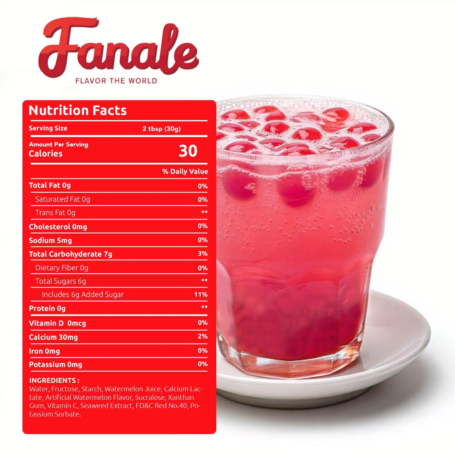 Fanale Watermelon Popping Boba Pearls, Vegan, Gluten Free, 1 Pound