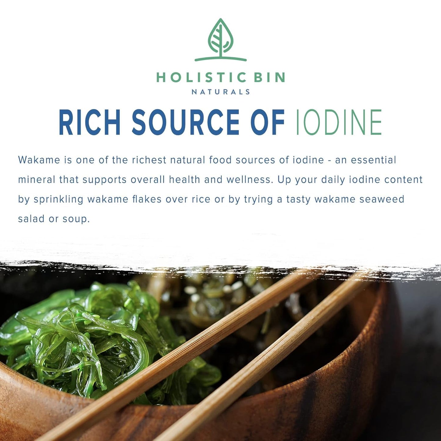 Holistic Bin Dried Wakame Sea Flakes | Organic Dry Sea for Miso Soup  Ramen  Sea Salad  and More | Wild Harvested Atlantic Wakame Flakes | Sun Dried  Non GMO