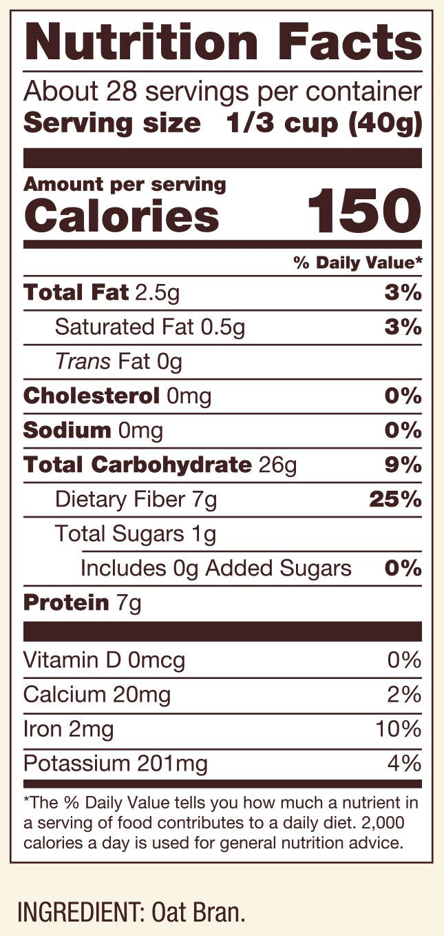 Bobs Red Mill Oat Bran Hot Cereal, 40 Ounce, Model 1350S40