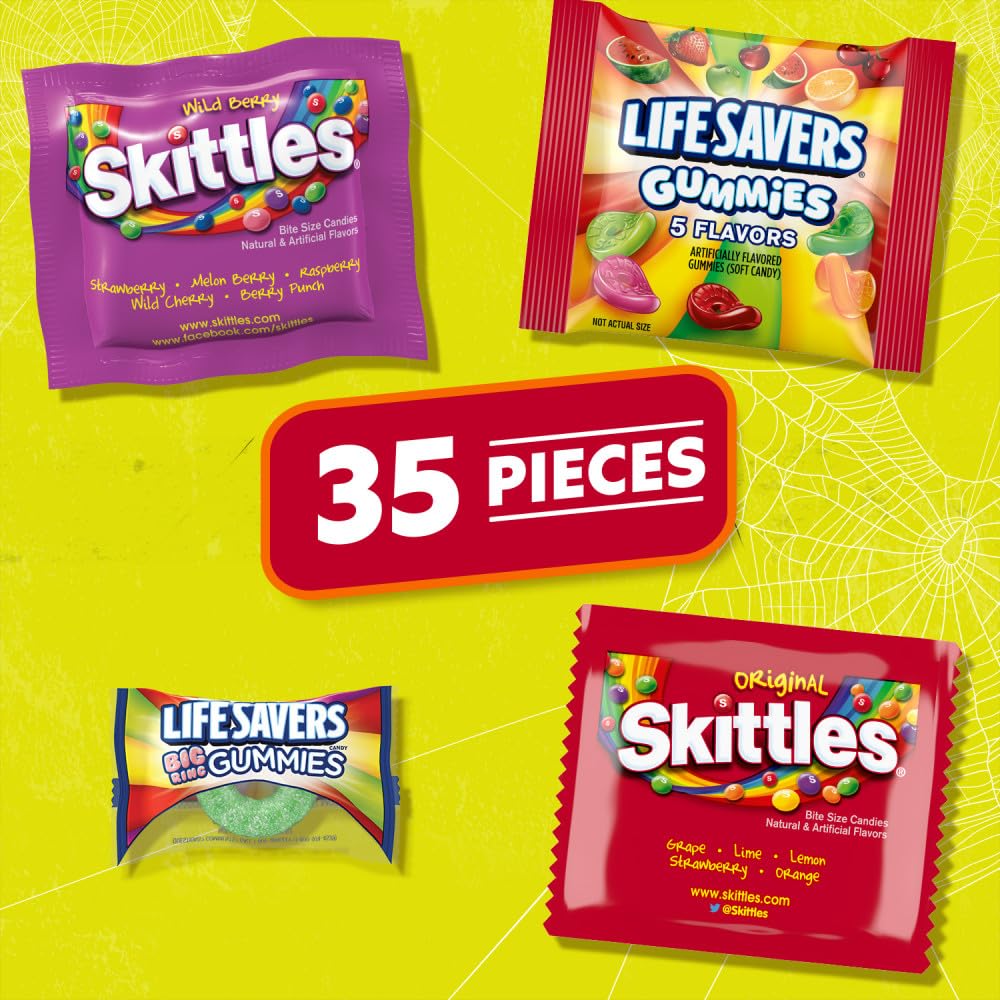 Life Savers Gummies & Skittles Original & Wild Berry Halloween Variety Bag, 35 Pieces