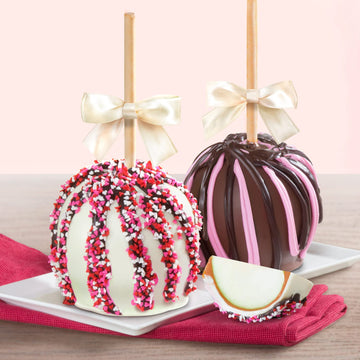 Sweet Love Milk and White Chocolate Covered Caramel Apples Pair - 2 Count Gift Boxes