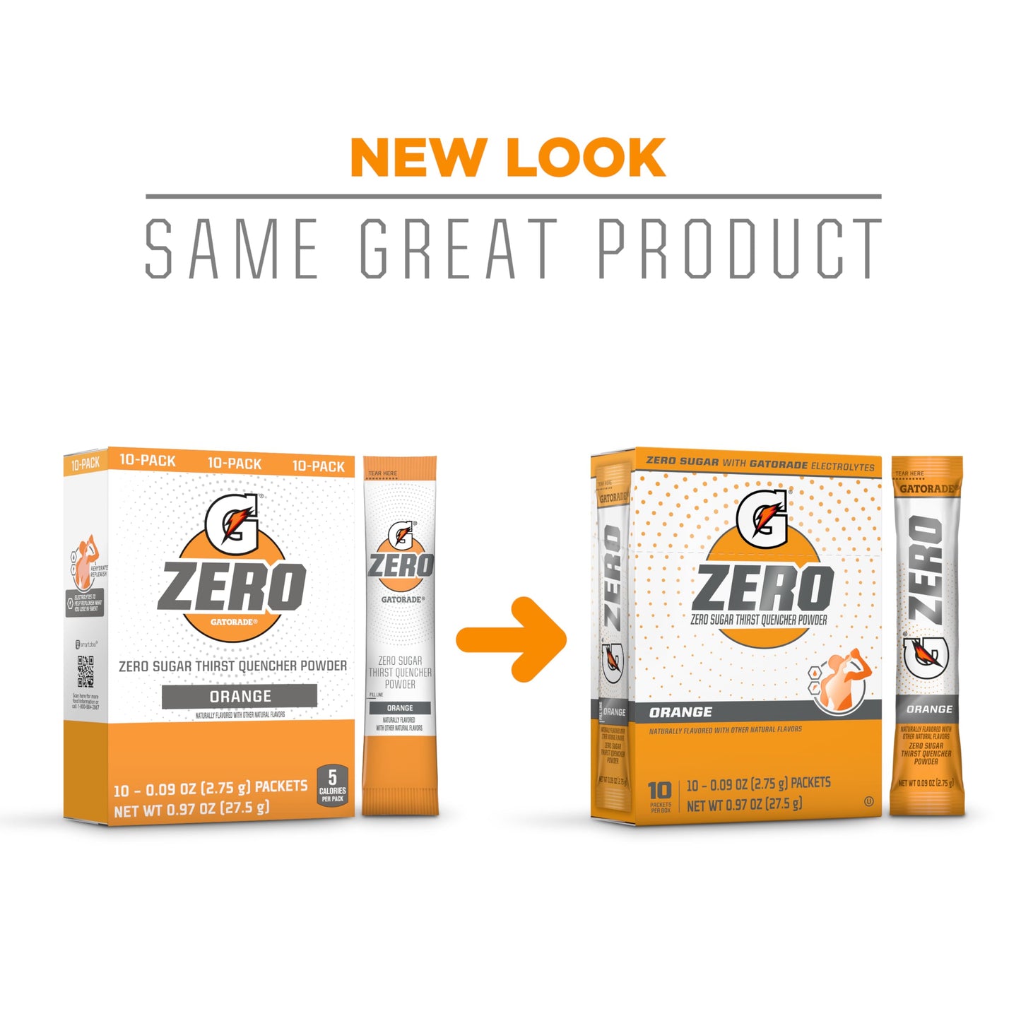 Gatorade G Zero Powder, Orange, 0.10oz Packets, 120 Count, 12 Pack - Sugar-Free Electrolyte Drink Mix for Hydration