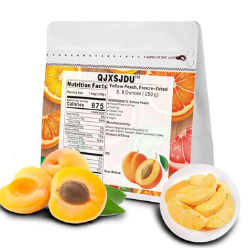Freeze-Dried Fruit Peach 8.8Oz/250G Dehydrated Chips Bulk Snacks Peaches No Sugar Chinese Food Delicious Crispy Dorm Office Esse