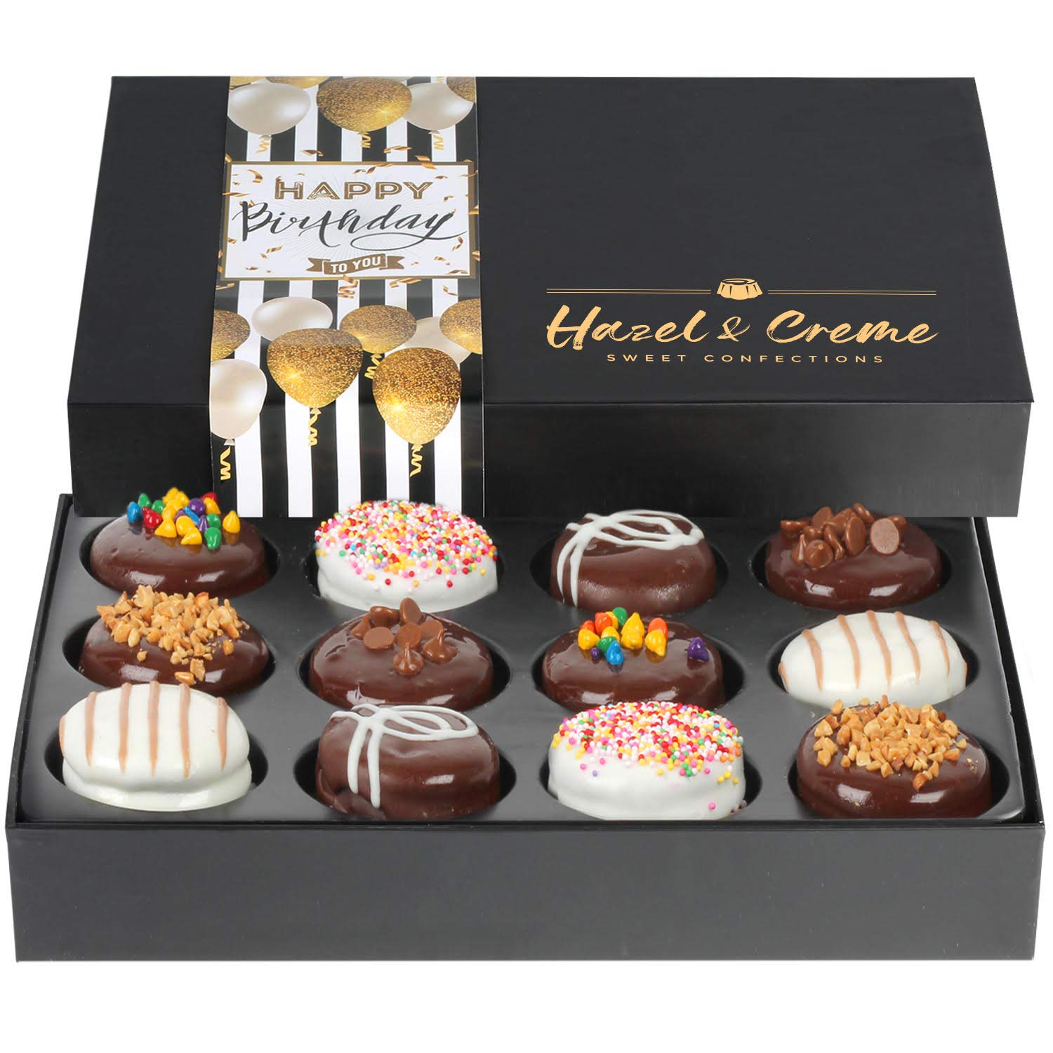 Birthday Gift Basket - Happy Birthday Cookies - Dark Chocolate Covered Cookies - Chocolate Gift Box