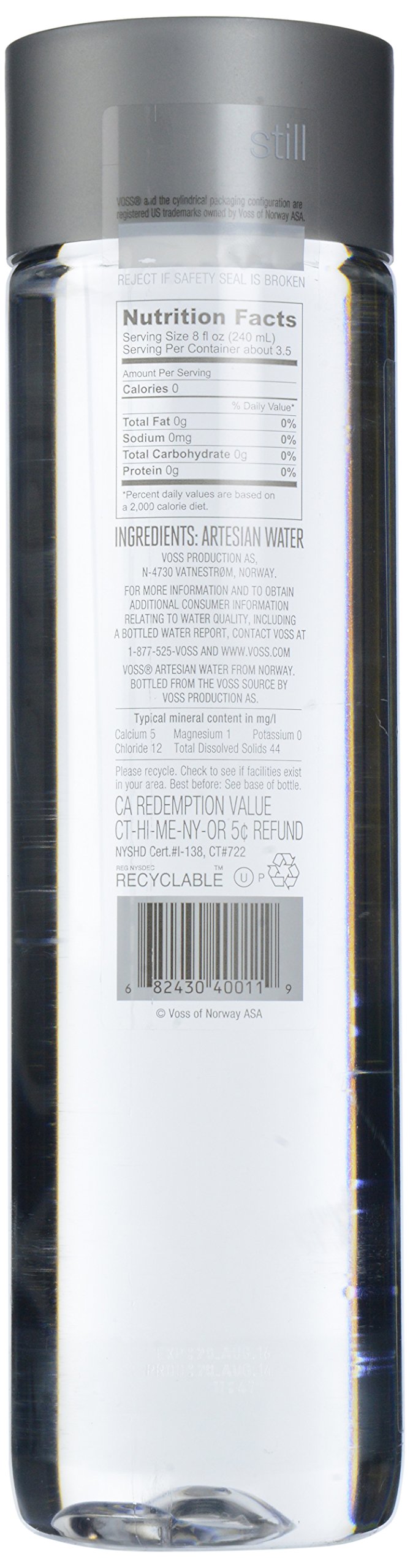 VOSS, WATER ARTESIAN 850ML, 28.7 FO, (Pack of 12)