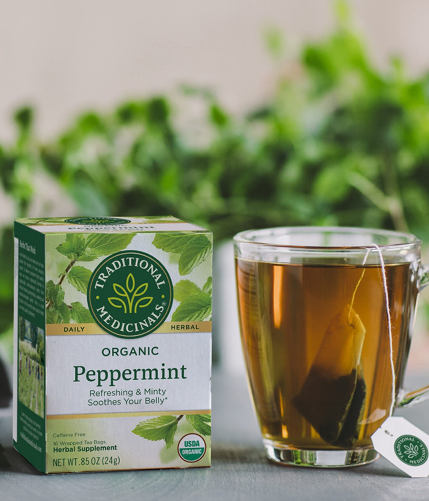 Traditional Medicinals Organic Peppermint Herbal Tea - 16 Tea Bags, Alleviates Digestive Discomfort, Pack of 1, Model 02271401