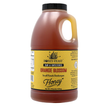 Honey Feast - Raw Orange Blossom Honey | From American Organic Floral Sources | Unfiltered & Pure | Fresh From Florida Superfood