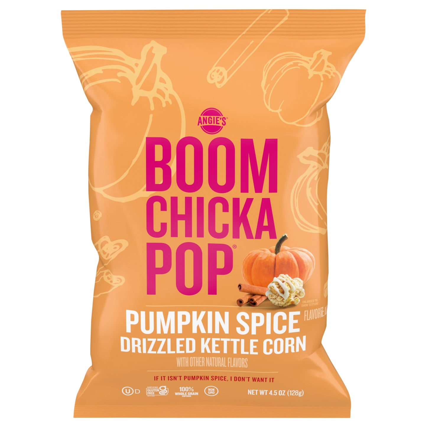 Angies BOOMCHICKAPOP Pumpkin Spice Flavored Drizzled Kettle Corn Popcorn 4.5oz - 1 bag