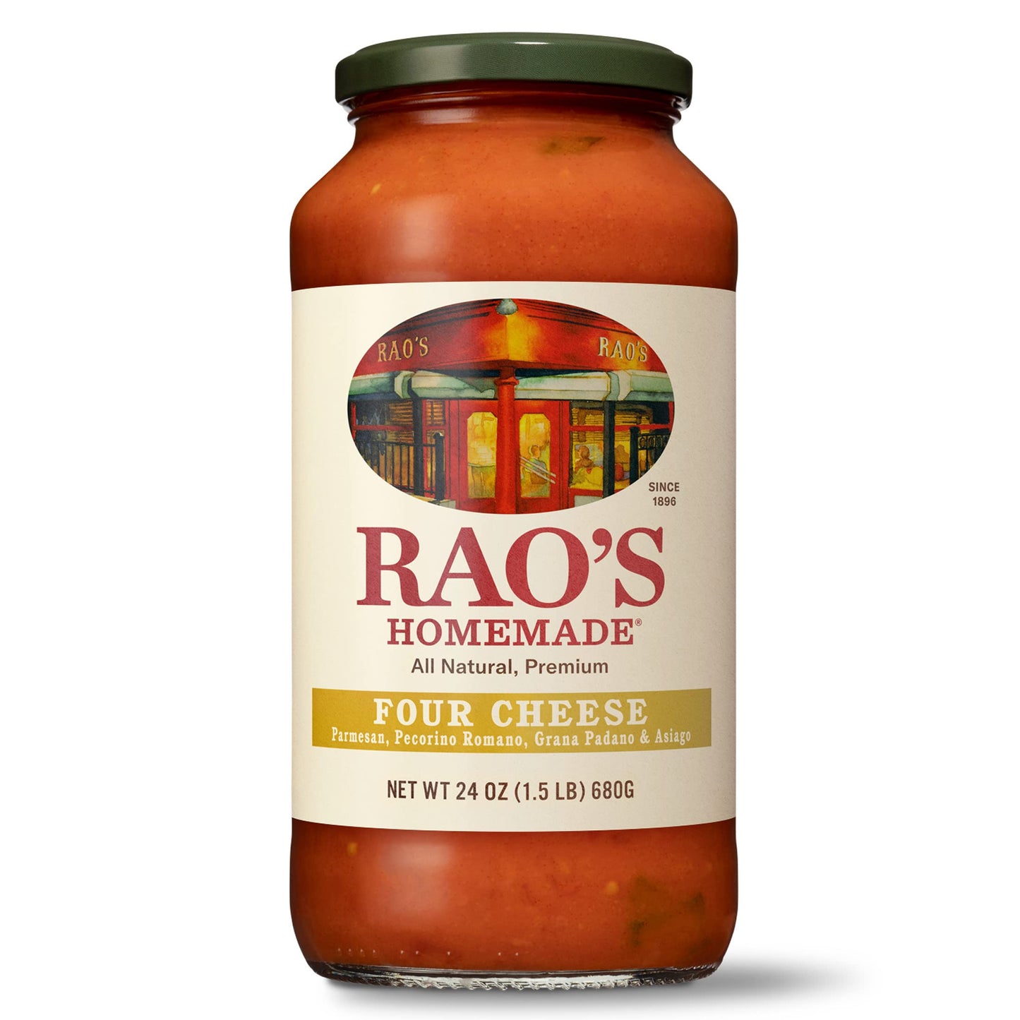 Raos Homemade Four Cheese Pasta Sauce, Tomato Sauce, Keto Friendly, 24 oz, All Purpose, Premium Quality Tomatoes from Italy