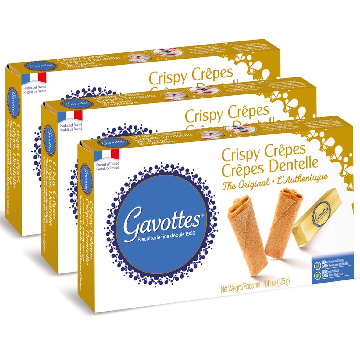 Gavottes Gourmet French Lace Crispy Crepes 3 pack - Individually Wrapped | Ready-to-eat crispy Crepes | Crispy Crepes From Franc
