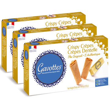 Gavottes Gourmet French Lace Crispy Crepes 3 pack - Individually Wrapped | Ready-to-eat crispy Crepes | Crispy Crepes From Franc