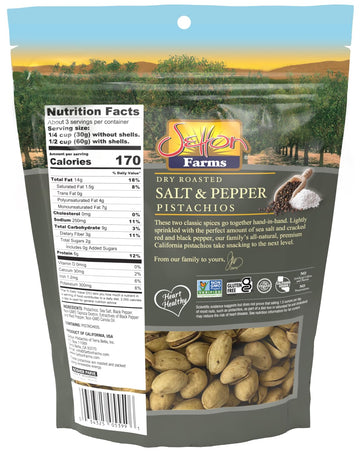 Setton Farms Pistachios Salt & Pepper In-Shell, 6 Oz. Bag, Kosher Snack