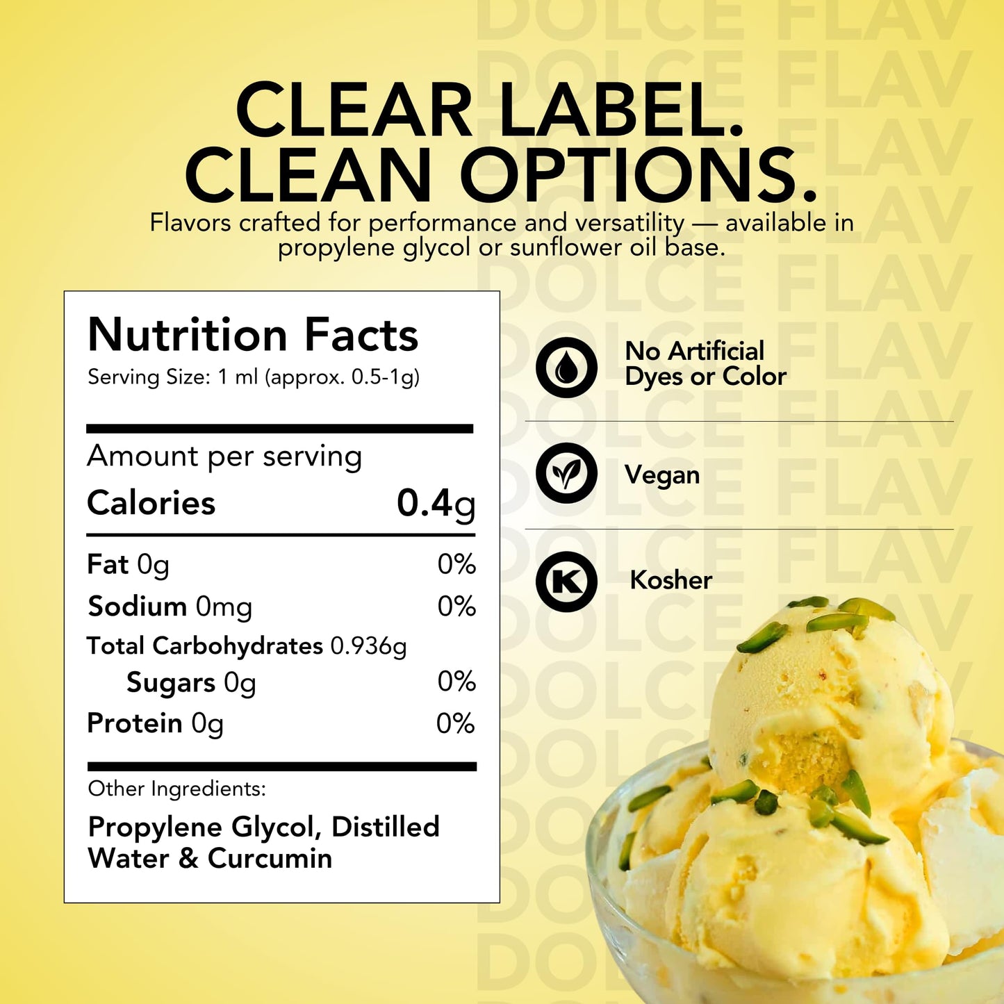 Dolce Flav Natural Yellow Food Coloring, 2 oz Water-Soluble Liquid, Plant-Based, Kosher, No Artificial Dyes