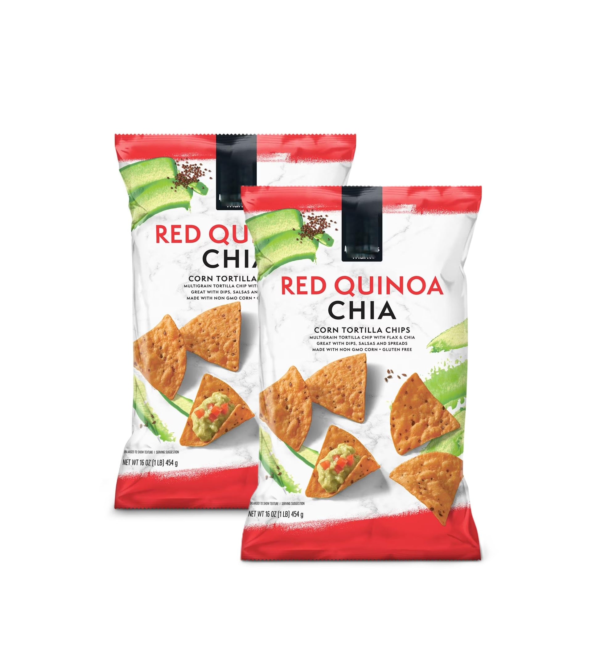 Red Quinoa Chia Corn Tortilla Chips  16 Oz (Pack Of 2) - Total 32 Oz - Gluten Free & Non Gmo Corn Chips With Superfood Seeds - Crunchy Whole Grain Snack
