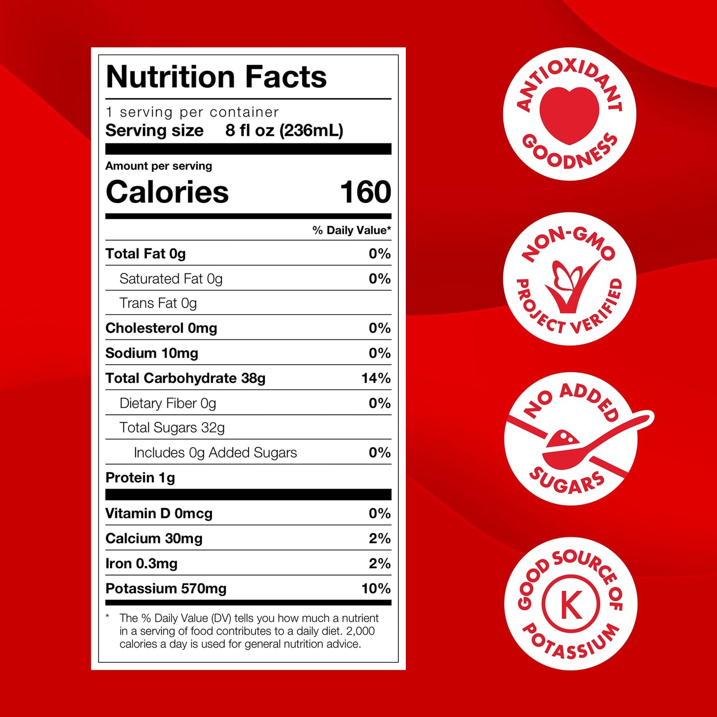 POM Wonderful Pomegranate Cherry 100% Juice, 16 Fl Oz (Pack of 6)