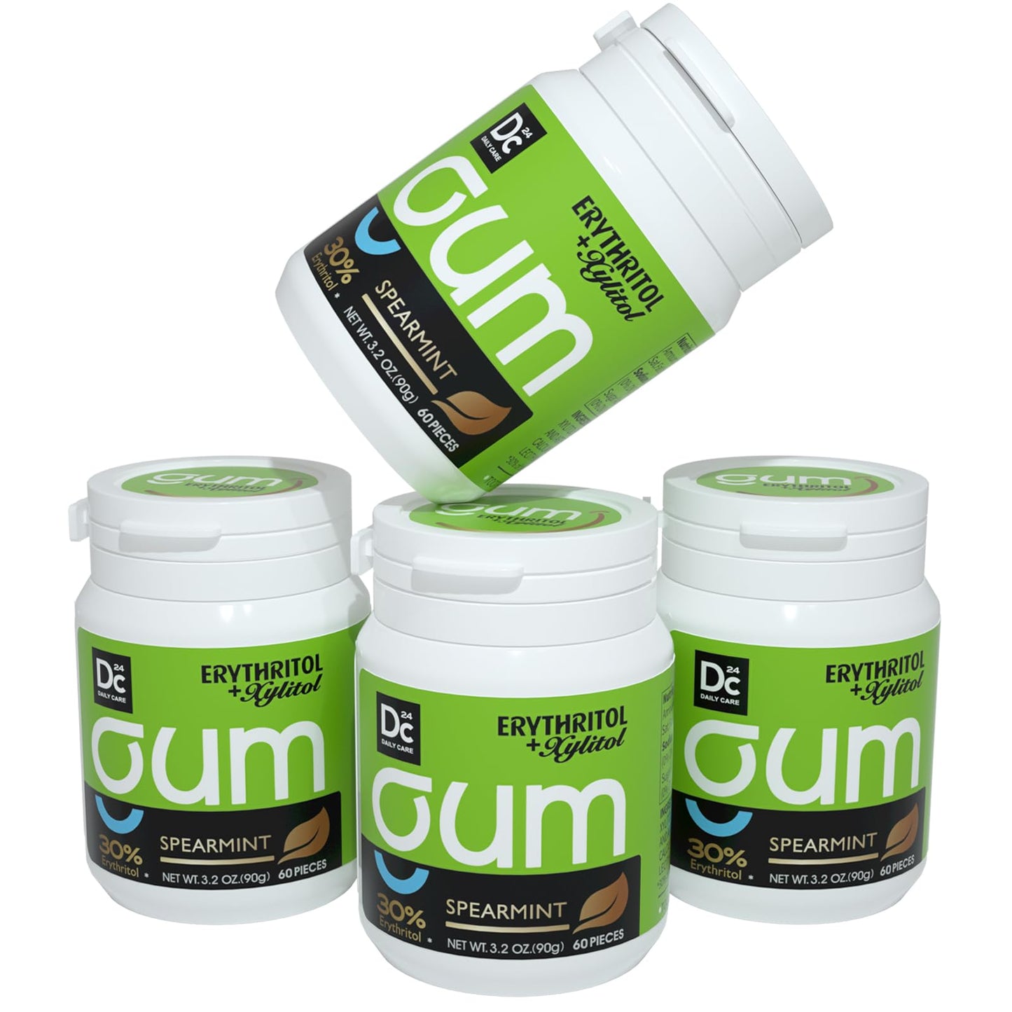 Dc24 Daily Care Xylitol Chewing Gum With Erythritol, Aspartame Free & Sugar Free Gum, Low-Calorie, Sugarless, Long Lasting Spear