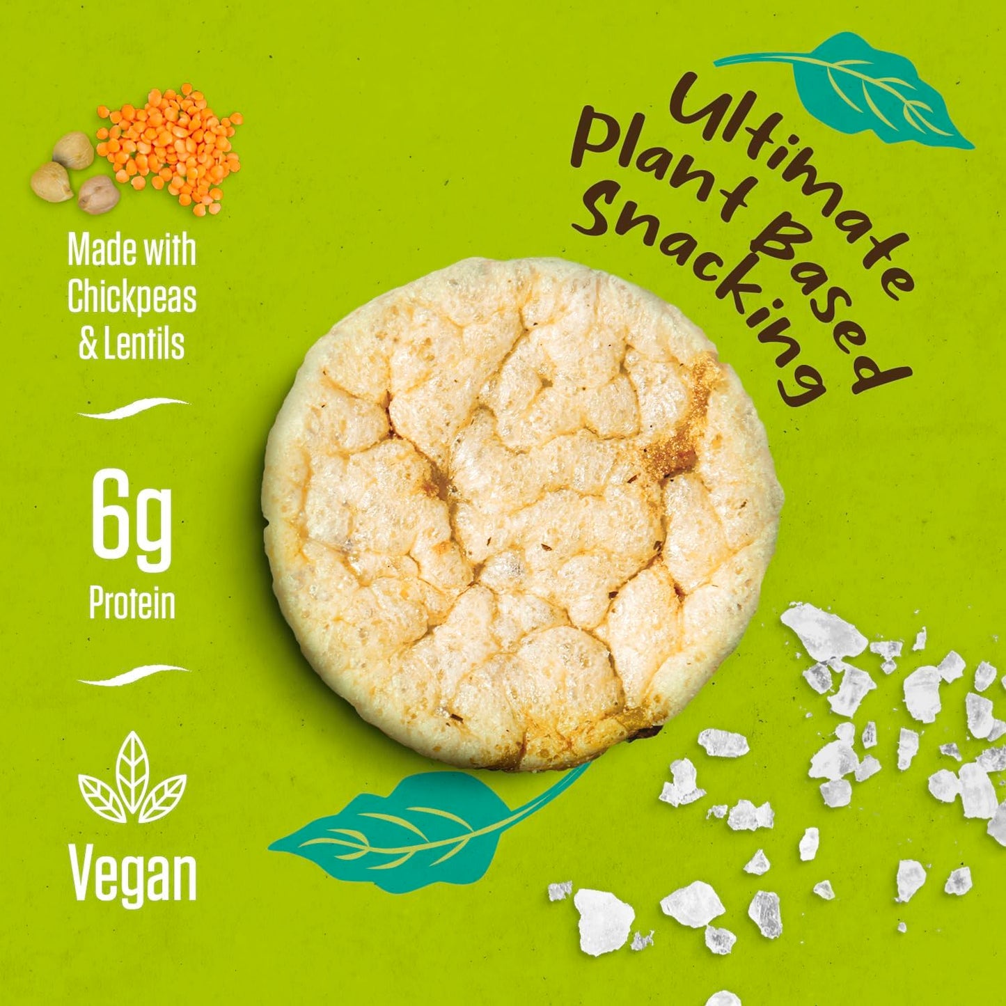 PEAKAPOP Veggie Chips - Plant-Based Crisps with Pea, Lentil & Chickpea Protein - Vegan, Gluten-Free - 15 oz (15-Pack) - Sea Salt