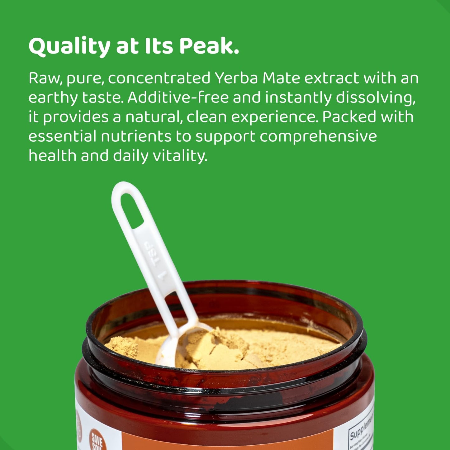 HOLYMARY Yerba Mate Instant Tea Unflavored Organic Green Extract 120g (4.2 Ounce) - Boosts Energy & Focus, No Added Sugars or Flavors