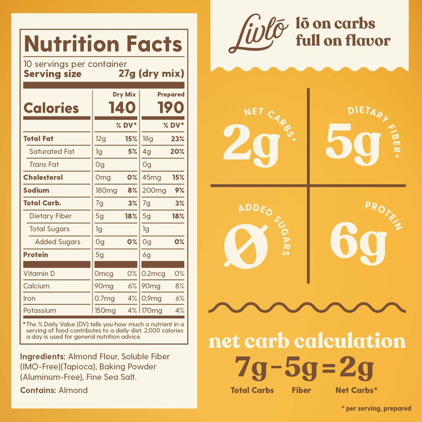 Livlo Keto Biscuit & Bread Mix - Low Carb & Gluten Free Baking Mix - 2G Net Carbs - Fast, Easy And Delicious Keto Friendly Food
