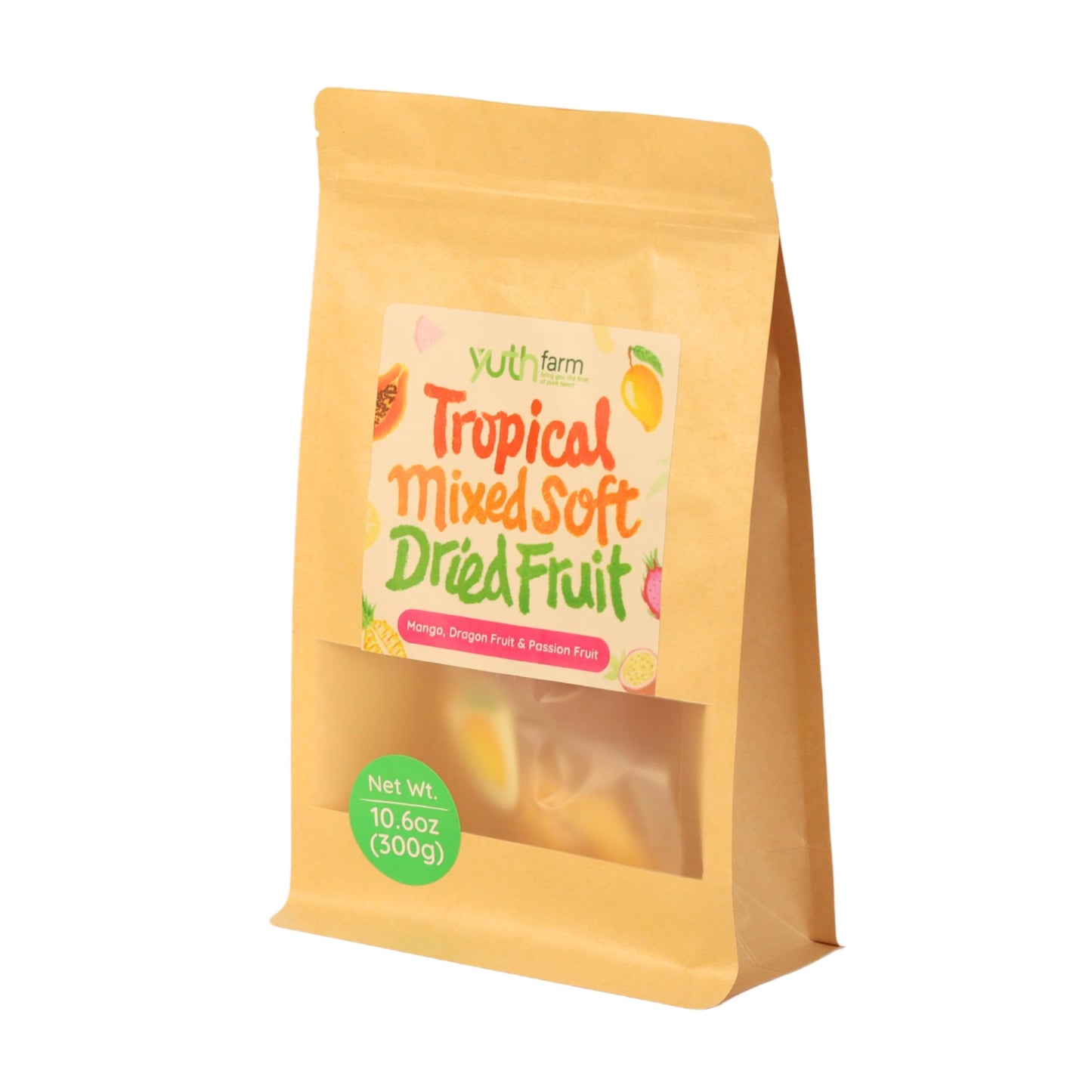 Yuth Farm Tropical Mixed Dried Fruit - Mango, Dragon Fruit, Passion Fruit, Natural Soft Dried Fruit Gift Set 300G (10.6 Oz) - Sm