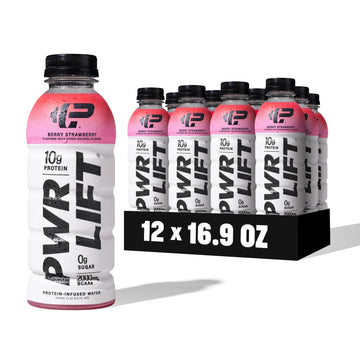 Whey Protein Water Sports Drink by PWR LIFT | Berry Strawberry | Keto, Vitamin B, Electrolytes, Zero Sugar, 10g of Protein | Pos