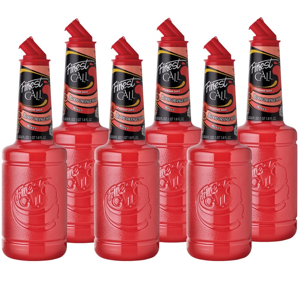 Finest Call Blood Orange Sour Drink Mix, Premium, 1 Liter Bottle, Pack of 6, 33.8 Fl Oz