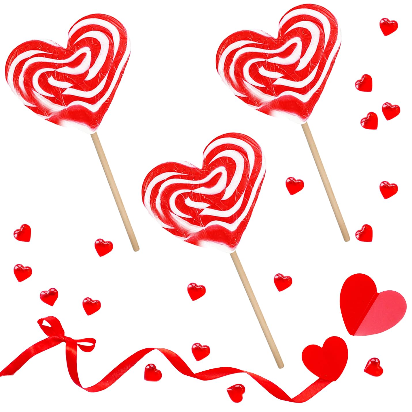 Fruidles Jumbo Swirl Lollipop Red And White Heart Design, Party Bag Fillers, Individually Wrapped, 80G (6-Pack)