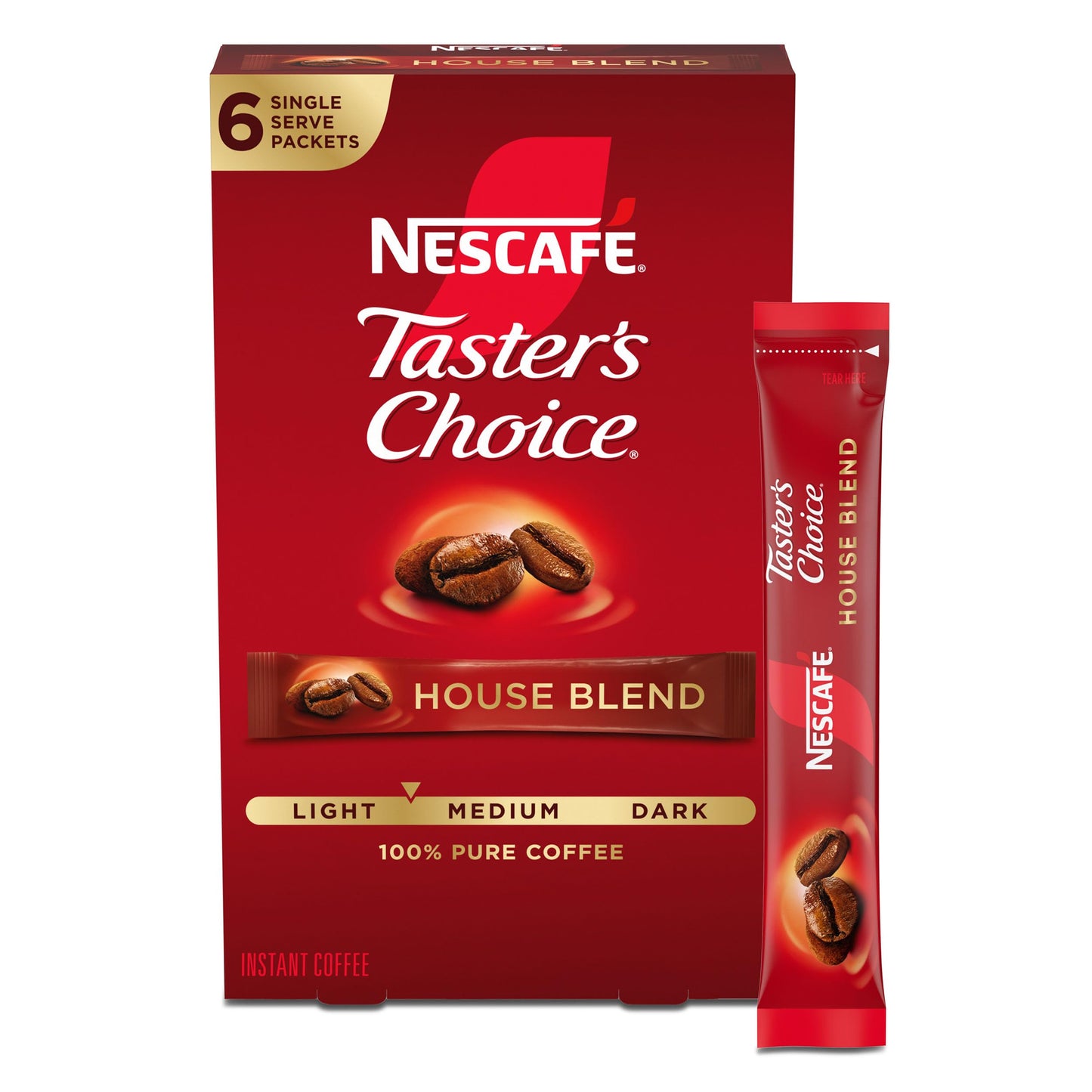 Nescafe Tasters Choice 6 Piece House Blend Instant Coffee Single Serve Sticks, 0.63 oz