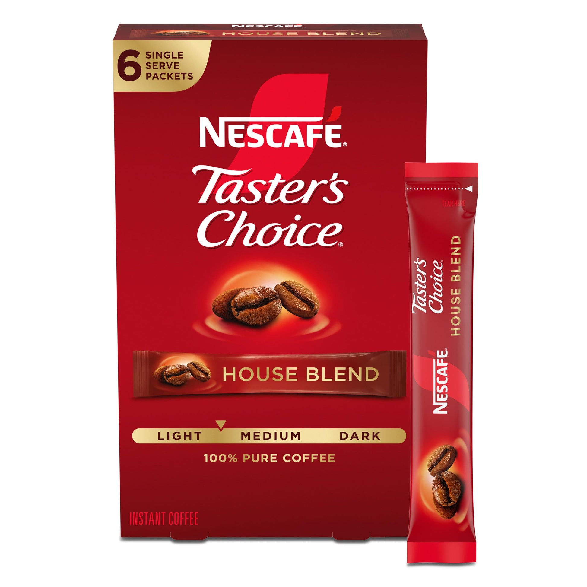 Nescafe Tasters Choice 6 Piece House Blend Instant Coffee Single Serve Sticks, 0.63 oz