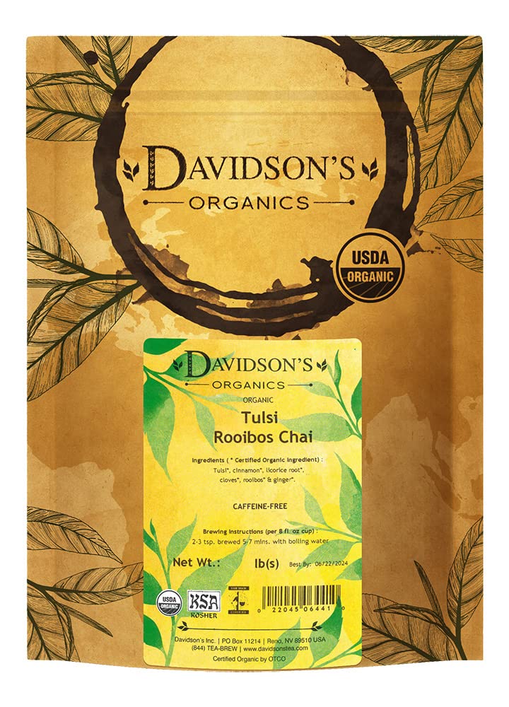 Davidson's Organics, Tulsi Rooibos Chai, Loose Leaf Tea, 16-Ounce Bag