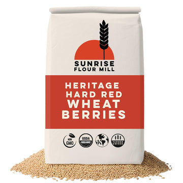 Sunrise Flour Mill Heritage Hard Red Wheat Berries 25 LB (Turkey Red) Certified Organic | Non-GMO | Unprocessed | Vegan | Kosher