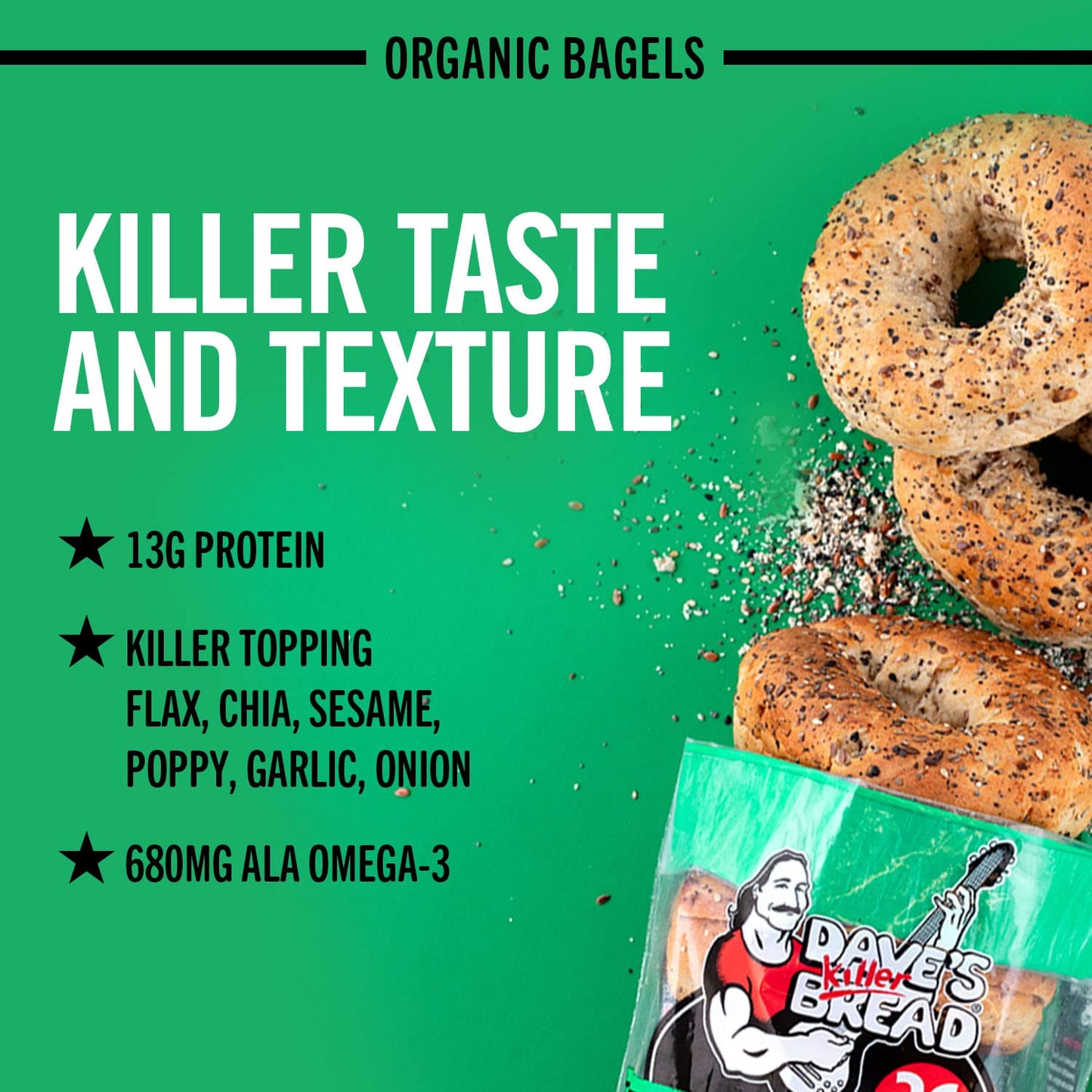 Dave'S Killer Bread Epic Everything Bagels, Organic Bagels, 26G Whole Grains Per Bagel, 5 Count