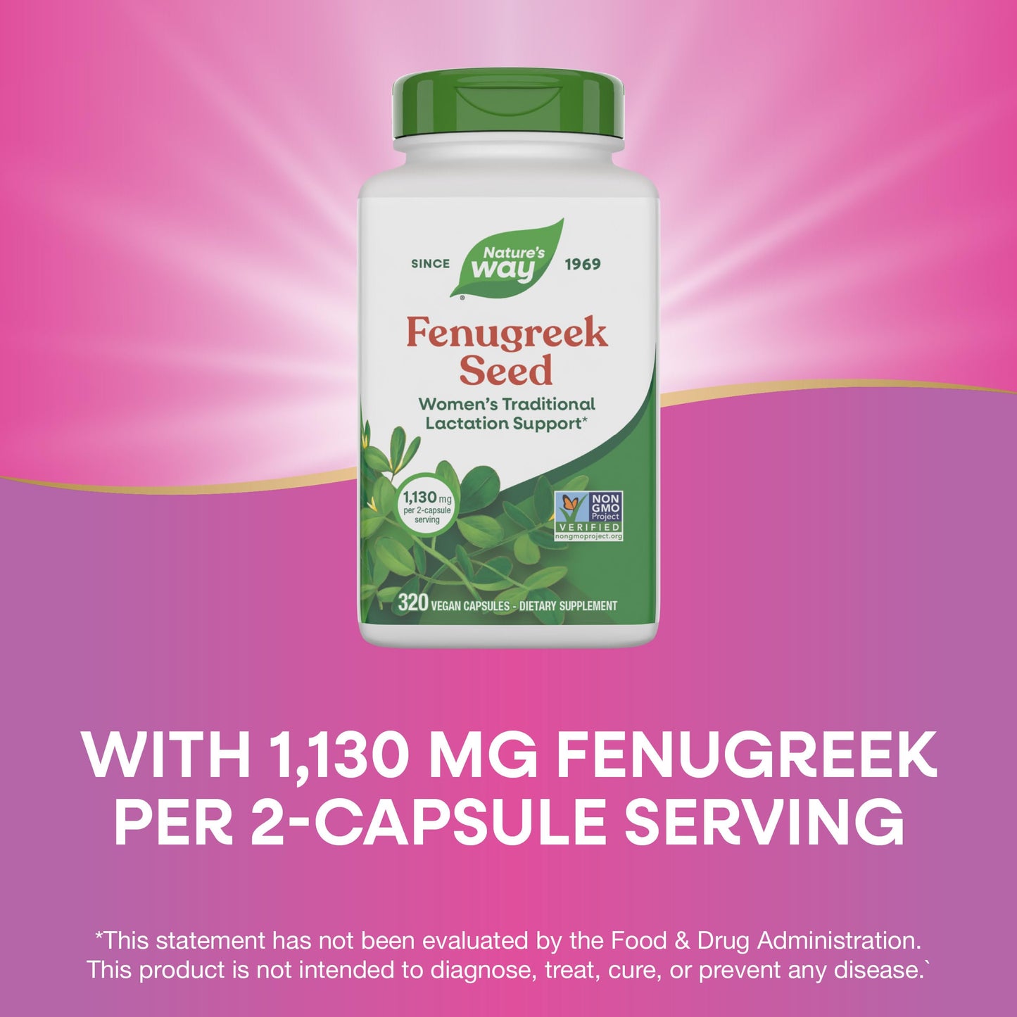 Natures Way Fenugreek Seed dietary product, Non-GMO, Vegan, 320 compact pieces, Model 11924