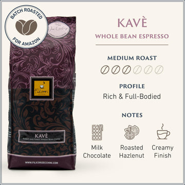 Filicori Zecchini Espresso Beans – Medium Roast Arabica & Robusta Blend – Low Acidity – 35.2 Ounce Kavè Bag