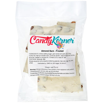 CandyKorner White Chocolate Almond Bark - Gourmet Handmade Chocolate with Roasted Almonds - 8 Ounces - Half Pound