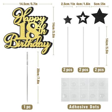 Happy 18Th Birthday Cake Topper 18 Birthday Cake Decorations, Happy 18Th Birthday Anniversary Party Cake Decorations For Boy Gir