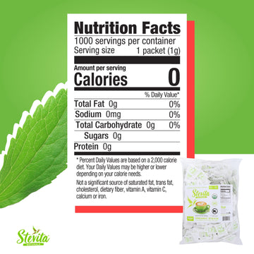 Stevita Organic Stevia - 1000 Packets - Stevia & Erythritol All-Natural Sweetener, No Calories - Usda Organic, Non-Gmo, Vegan, K