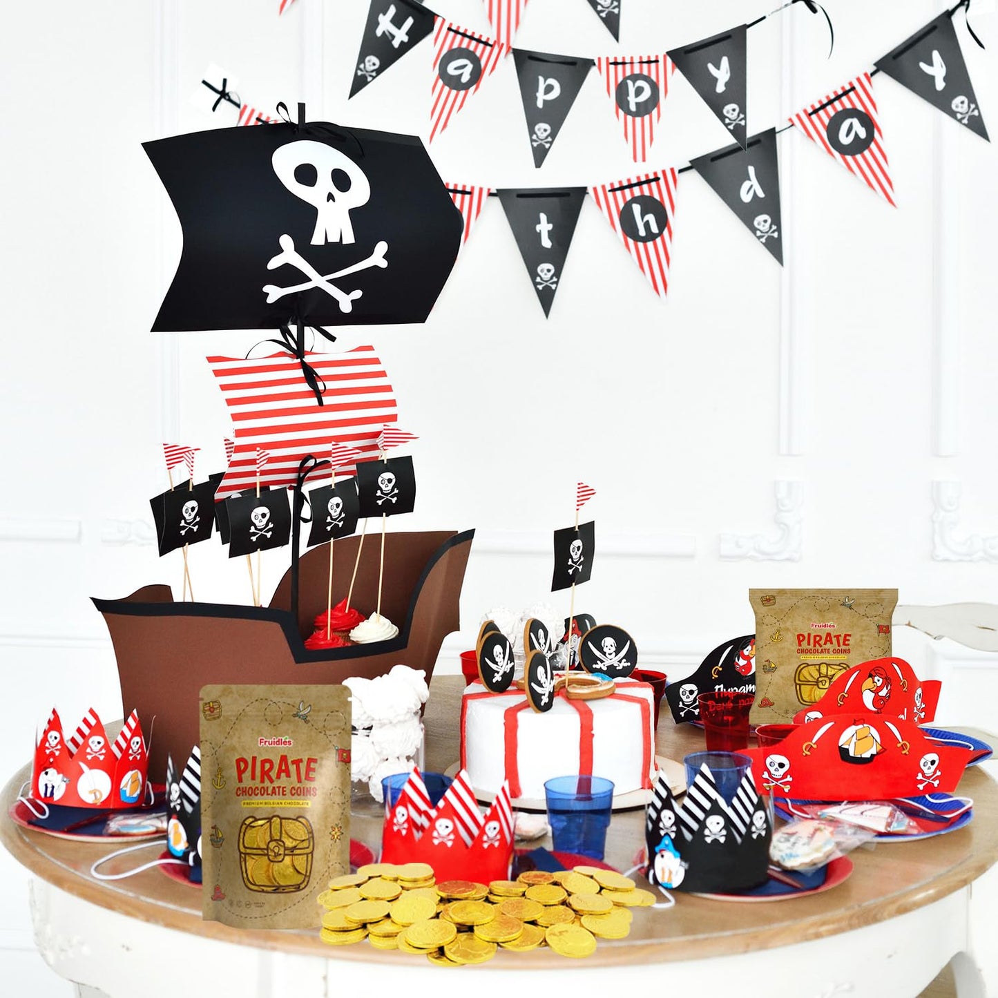 Fruidles Pirate Belgian Milk Chocolate Coins, Kosher, Non-GMO, Pack of 100