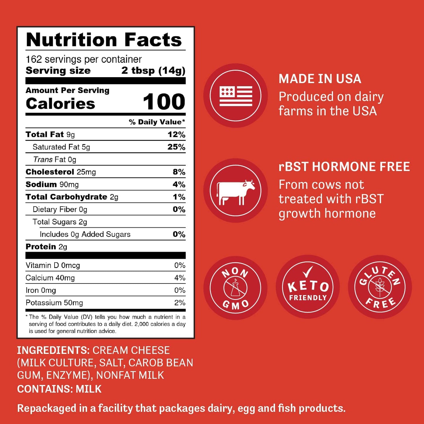 Judees Cream Cheese Powder - 100% Non-GMO, Keto-Friendly, Gluten-Free - 5 lb