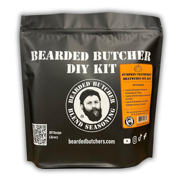 BEARDED BUTCHER BLEND SEASONING Pumpkin Cranberry Bratwurst Kit – Includes Pumpkin Spice, Dried Cranberries, 32mm Casings, 61 oz